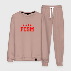 Костюм хлопковый мужской FCSM Club, цвет: пыльно-розовый