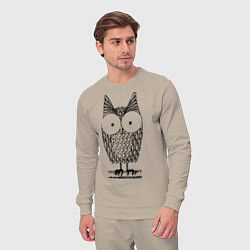 Костюм хлопковый мужской Owl grafic, цвет: миндальный — фото 2