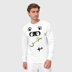 Костюм хлопковый мужской Panda ninja, цвет: белый — фото 2