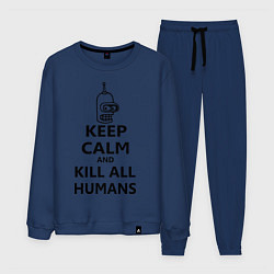 Костюм хлопковый мужской Keep Calm & Kill All Humans, цвет: тёмно-синий
