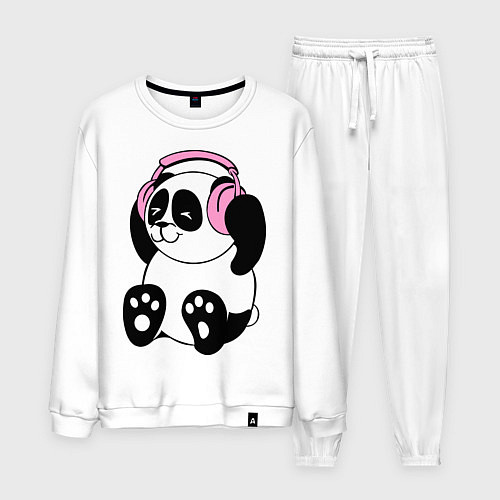 Мужской костюм Panda in headphones панда в наушниках / Белый – фото 1