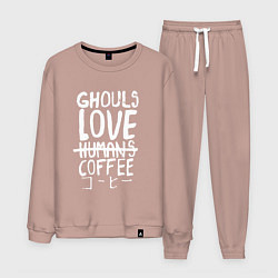 Костюм хлопковый мужской Ghouls Love Coffee, цвет: пыльно-розовый