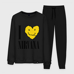 Костюм хлопковый мужской I love Nirvana, цвет: черный