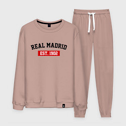 Костюм хлопковый мужской FC Real Madrid Est. 1902, цвет: пыльно-розовый