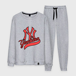 Костюм хлопковый мужской New York Yankees logo, цвет: меланж