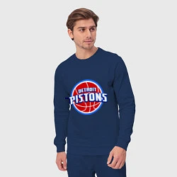 Костюм хлопковый мужской Detroit Pistons - logo, цвет: тёмно-синий — фото 2
