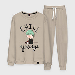 Костюм хлопковый мужской Chill Yoongi, цвет: миндальный