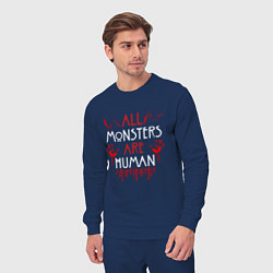 Костюм хлопковый мужской ALL MONSTERS ARE HUMAN, цвет: тёмно-синий — фото 2