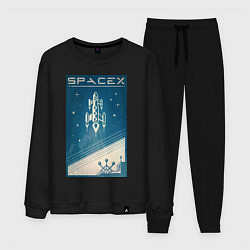 Костюм хлопковый мужской SpaceX: Space Ship, цвет: черный