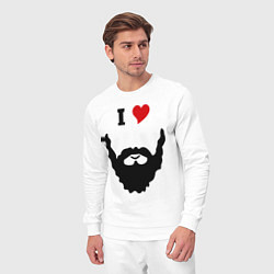 Костюм хлопковый мужской Люблю бороду, цвет: белый — фото 2