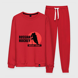 Костюм хлопковый мужской Russian hockey, цвет: красный