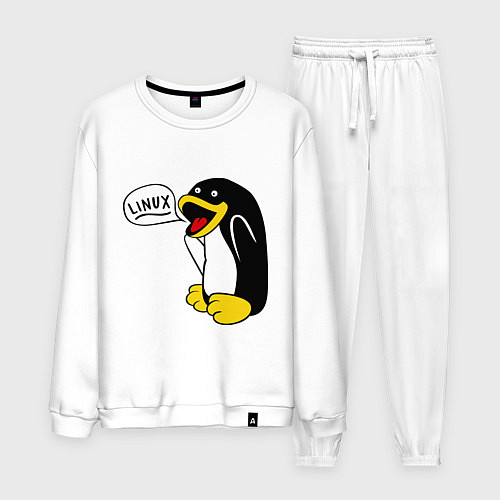 Мужской костюм Пингвин: Linux / Белый – фото 1