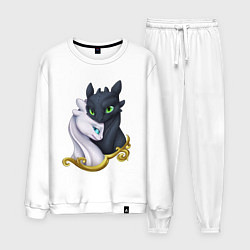 Костюм хлопковый мужской Дневная и ночная фурия, цвет: белый