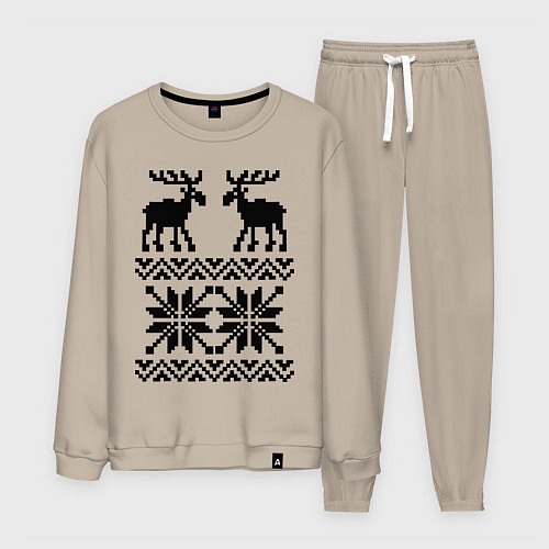 Мужской костюм Узор с оленями / Миндальный – фото 1