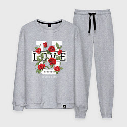 Костюм хлопковый мужской Love u forever flowers, цвет: меланж