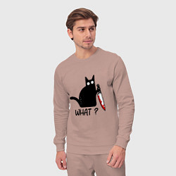 Костюм хлопковый мужской What cat, цвет: пыльно-розовый — фото 2
