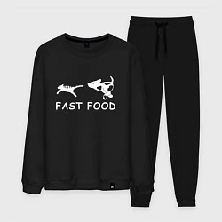 Костюм хлопковый мужской Fast food белый, цвет: черный