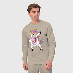 Костюм хлопковый мужской Dabbing Unicorn, цвет: миндальный — фото 2