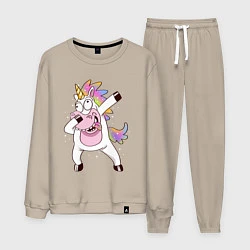 Костюм хлопковый мужской Dabbing Unicorn, цвет: миндальный