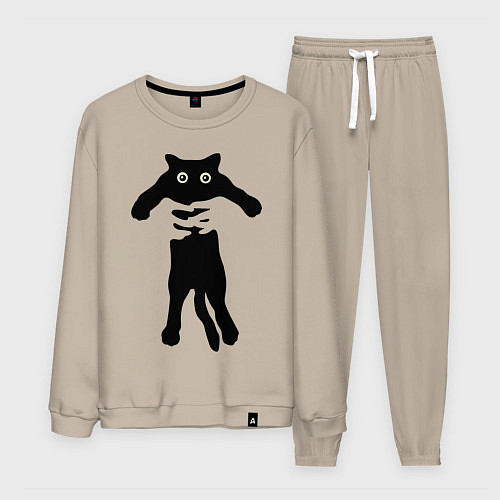 Мужской костюм Черный кот в руках / Миндальный – фото 1