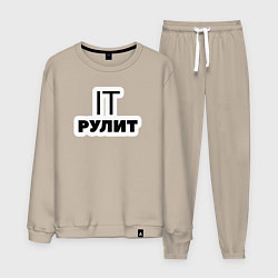 Костюм хлопковый мужской IT рулит Сисадмин, цвет: миндальный