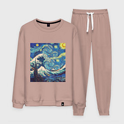 Костюм хлопковый мужской Звездная ночь, цвет: пыльно-розовый