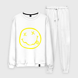 Костюм хлопковый мужской NIRVANA на спине, цвет: белый