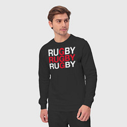 Костюм хлопковый мужской Rugby Регби, цвет: черный — фото 2