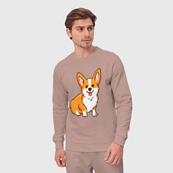 Костюм хлопковый мужской Корги, цвет: пыльно-розовый — фото 2