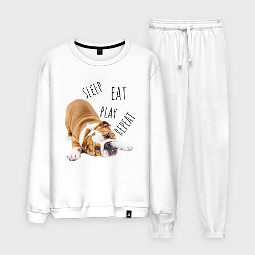 Мужской костюм Sleep Eat Play Repeat Бульдог / Белый – фото 1