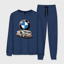 Костюм хлопковый мужской BMW оскал, цвет: тёмно-синий