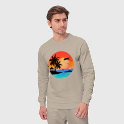Костюм хлопковый мужской Закат на море, цвет: миндальный — фото 2