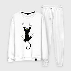 Костюм хлопковый мужской Кот царапыч, цвет: белый