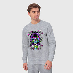 Костюм хлопковый мужской Crazy skull - skateboard, цвет: меланж — фото 2