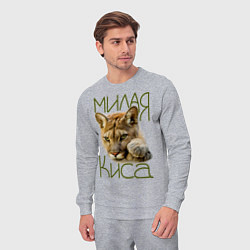 Костюм хлопковый мужской Милая киса, цвет: меланж — фото 2