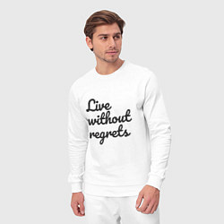 Костюм хлопковый мужской Live without regrets, цвет: белый — фото 2