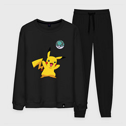 Костюм хлопковый мужской Pokemon pikachu 1, цвет: черный