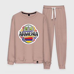 Костюм хлопковый мужской Армения, цвет: пыльно-розовый