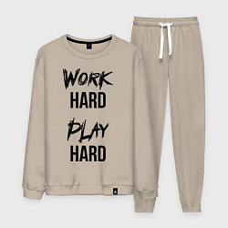 Костюм хлопковый мужской Work hard Play hard, цвет: миндальный