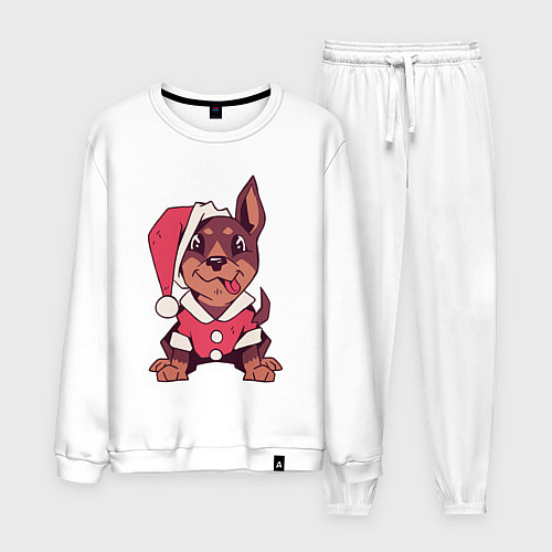 Мужской костюм Рождественский пёсик / Белый – фото 1