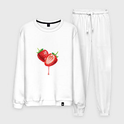 Костюм хлопковый мужской Strawberry, цвет: белый