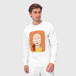 Костюм хлопковый мужской Сайтама One Punch Man, цвет: белый — фото 2