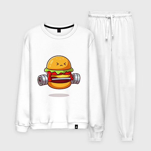 Мужской костюм Бургер на спорте / Белый – фото 1