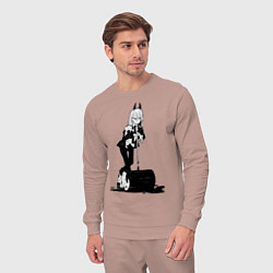 Костюм хлопковый мужской Человек бензопила Пауэр, цвет: пыльно-розовый — фото 2