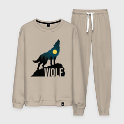 Костюм хлопковый мужской Волк, цвет: миндальный