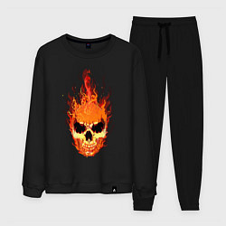 Костюм хлопковый мужской Fire flame skull, цвет: черный