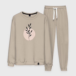 Костюм хлопковый мужской Flowers, цвет: миндальный