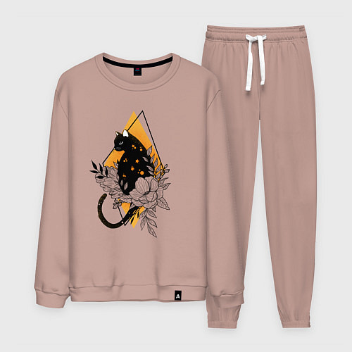 Мужской костюм Cat in flowers / Пыльно-розовый – фото 1