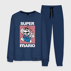 Костюм хлопковый мужской Супер Марио с грибочком, цвет: тёмно-синий