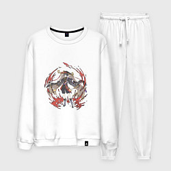 Костюм хлопковый мужской Скарамучча, цвет: белый